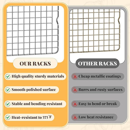 Cooling Racks for Cooking and Baking - 2 PCS 11.65" x 16.85" Grid Wire Baking Rack for Oven Cooking, Baking, Grilling, Roasting - Dishwasher Safe Bacon Rack - Fits Half Sheet Cookie Pan