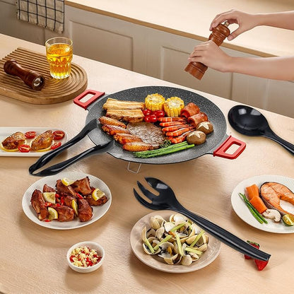 Supernal 36pcs Serving Utensils,Black Plastic Serving Utensils,Disposable Serving Utensils Set Include 9.75"Serving Spoons 9.75"Serving Forks 6.3"Plastic Serving Tongs for 12 Guests