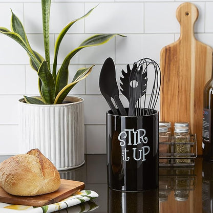 DII Kitchen Accessories Retro Collection, Ceramics, Utensil Holder, Black