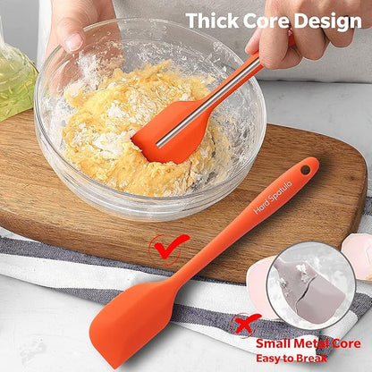 Wanbasion 5 Piece Premium Silicone Spatula Set Heat Resistant, Colorful Rubber Baking Spatula Set, Kitchen Spatula Set Dishwasher Safe for Nonstick Cookware Cooking Mixing Multicolor-2