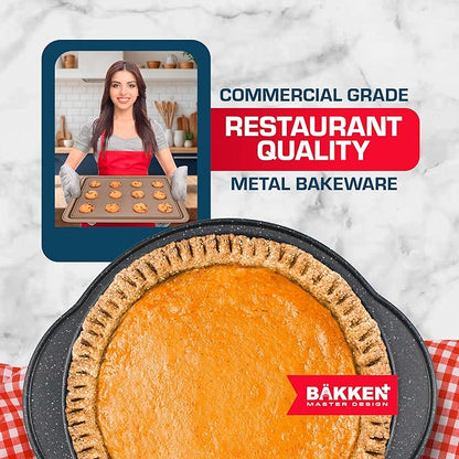 BAKKEN 6-Piece Kitchen Baking Pan Set - Commercial Grade Carbon Steel Bakeware, With Nonstick Coating, Stackable and Space-saving Design, PFOA, PFOS, PTFE Free, Oven Safe (Up To 450°F), Gray Marble