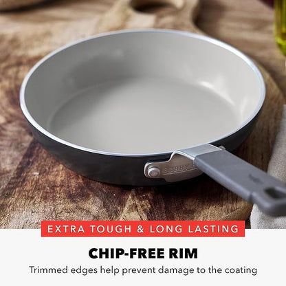 GreenPan x Bobby Flay 8" Nonstick Frying Pan Skillet, PFAS-Free Diamond Ceramic, Induction Suitable, Stay-Cool Silicone Handle, Easy Clean Dishwasher & Oven Safe, Egg & Omelet Pan, Graphite