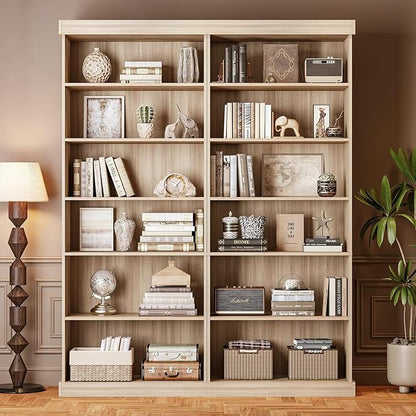 70.8" Tall Brown Bookshelf, Farmhouse Modular Bookcase with 6-Tier Adjustable Shelves, Large Storage Cabinet for Home Office, Living Room