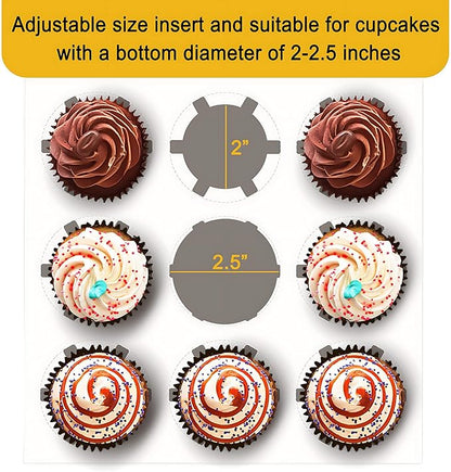 9-Count White Cupcake Boxes with Window and Insert, 9x9x3 Inch, Set of 8, Suitable for Cupcakes, Muffins, and Cookies