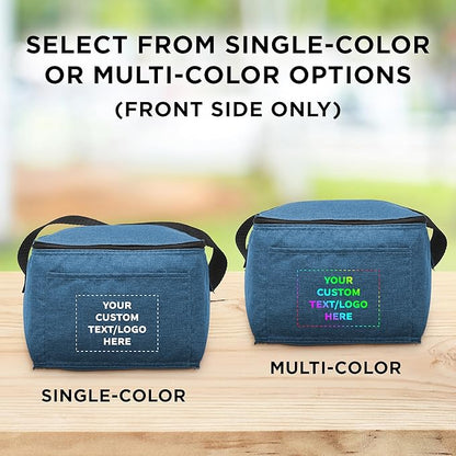 Custom Insulated Cooler Lunch Bag Set of 10, Personalized Bulk Pack - Perfect for Work, Travel, Outdoor Events - Blue
