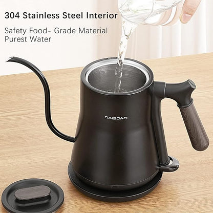 Gooseneck Electric Kettle, 1000W, Pour-over Coffee & Tea, Stainless Steel, Hot Water, 0.8L, Small, Auto Shut-Off & Boil Dry Protection, BPA Free