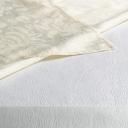 Home Bargains Plus Quilted Heavy Duty Table Pad Protector with Flannel Backing, Cut to Fit, Heat Resistant, Wipe Clean, Protects Table from Spills and Scratches, White, 52” x 144” Rectangle