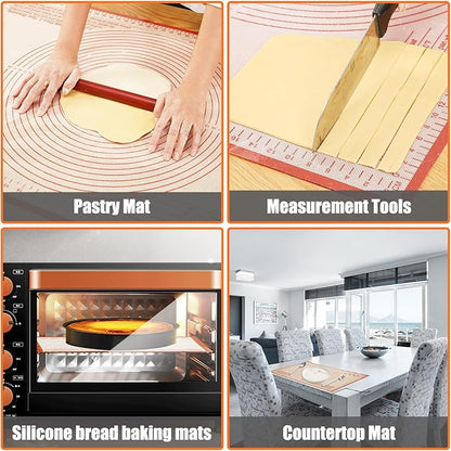 Silicone Pastry Mat 36x24 Inch Nonstick Baking Mat -Perfect for Doug, Pastry, Dough Rolling, Kneading Board, Pie Crust, Fondant, Pasta/Pizza, Kitchen Counter Mat