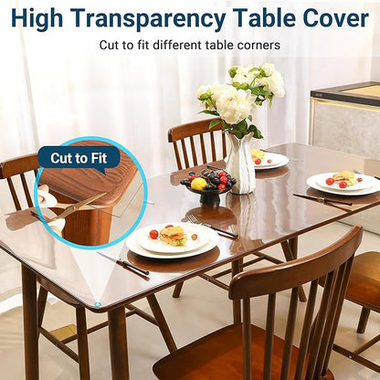 Clear Table Cover Protector Rectangle, 24 x 48 Inch 1.5mm Transparent Plastic Table Protector Waterproof, Anti-Scratch Clear Desk Mat for Office Desktop Dresser Dining Table, FDA Compliant