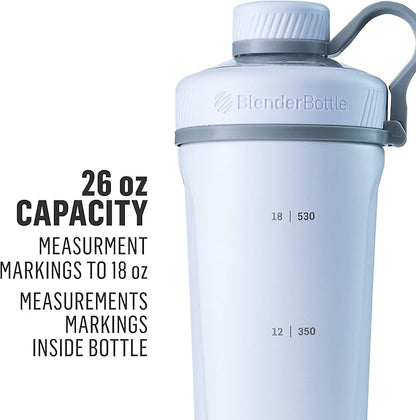 BlenderBottle Radian Shaker Cup Insulated Stainless Steel Water Bottle with Wire Whisk, 26-Ounce, Matte Black