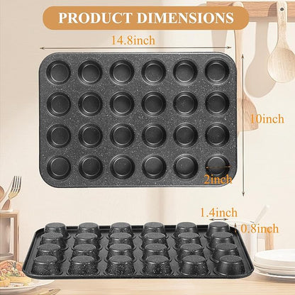 Muffin Cupcake Pan, Mini Muffin Tins Nonstick 24, Muffin Top Pan and Mini Cheesecake pans, Toast Oven Baking Supplies Non Stick Cake Pans Muffin Tray