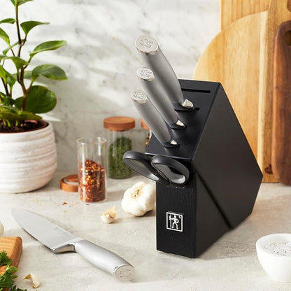 Henckels International Modernist 6-pc Knife Block Set | Paring Knife, Serrated Utility Knife, Utility Knife, Chef’s Knife & Kitchen Shears