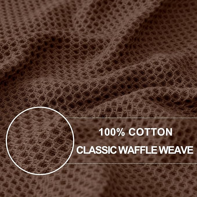 Homaxy 100% Cotton Waffle Weave Kitchen Dish Towels, Ultra Soft Absorbent Quick Drying Cleaning Towel, 13 x 28 Inches, 8-Pack, Coffee