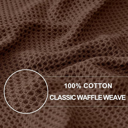 Homaxy 100% Cotton Waffle Weave Kitchen Dish Towels, Ultra Soft Absorbent Quick Drying Cleaning Towel, 13 x 28 Inches, 8-Pack, Coffee