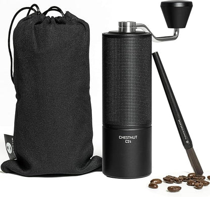 TIMEMORE Chestnut C2S Manual Coffee Grinder Capacity 25g with CNC Stainless Steel Conical Burr, Internal Adjustable Setting, Double Bearing Positioning, French Press Coffee for Hand Grinder