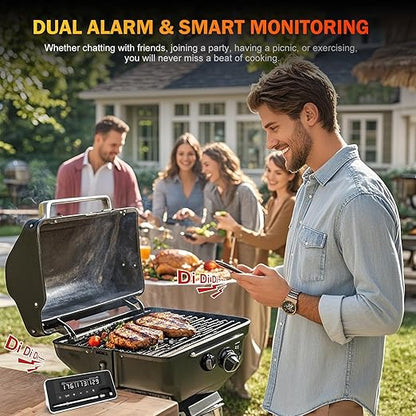 Meat Thermometer Wireless, 800FT Bluetooth Digital Thermometer with Smart APP, Temp Precise Improved by 100%, Instant Read Food Thermometer with Alerts for Oven Smoker BBQ Grill