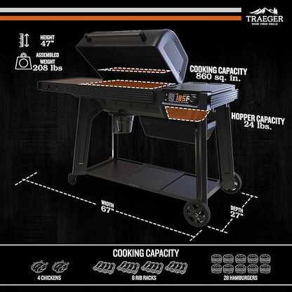 Traeger Grills Woodridge Pro Electric Wood Pellet Grill and Smoker, 970 Sq. In., Outdoor Pellet Smoker Grill with Digital Sensor and Side Shelf, Wi-FIRE Technology, Super Smoke Mode, TFB97JLH