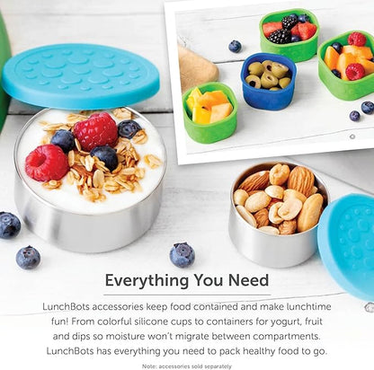LunchBots Medium Uno Stainless Steel Sandwich Container - Open Design for Wraps - Salads or a Small Meal - Eco-Friendly - Dishwasher Safe and BPA-Free - Aqua Dots