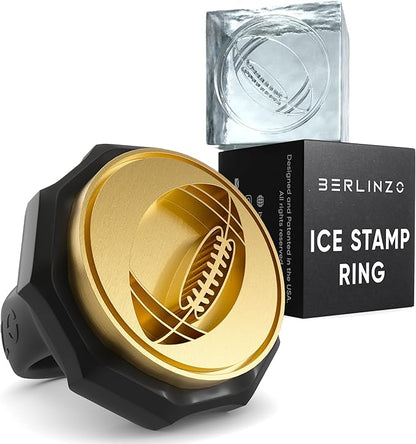 Berlinzo Ice Stamp Ring for Cube & Sphere - Custom Ice Cubes for Whiskey, Mojito Cocktails – Ball shaped Brass Ice Stamp ball/ 3mm Depth - Black