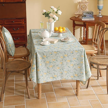 patdrea Designer Linen Green Tablecloth for Rectangle Table,Vintage Yellow Fruits Pattern Extra Long Table Cloth,Decoration Cover for Kitchen Dining,Christmas,Thanksgiving,Party,63"x110"-Ania a