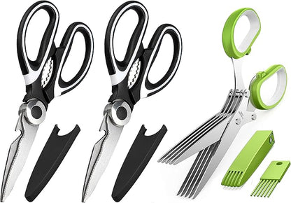 Kitchen Scissors 3 Pack - Replacement - Stainless Steel Cooking Shears for Cutting Meat, Food, Fish, Poultry Multipurpose Sharp Sissors for Dishwasher Safe, 8.3 Inch