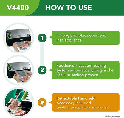 FoodSaver V4400 2-in-1 Vacuum Sealer Machine with Automatic Vacuum Sealer Bag Detection and Starter Kit