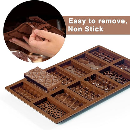 2 Packs Chocolate Silicone Molds, 12 Cavity Food Grade Non-Stick Baking Molds for Candy, Ice Cubes, Soap Making, Pistachio & Heart Shapes