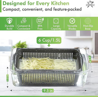 16-in-1 Vegetable Chopper with 8 Blades, Veggie Slicer & Dicer, Food Chopper with Container & Lid, Onion Chopper, Salad Chopper
