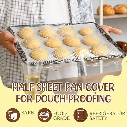 200 Extra Large Bowl Food Covers for Bread Proofing, Fits Bowls up to 30", Elastic Reusable Plastic Bowl Cover for Half Sheet Pan(24x16, 21x15, 18x13 inch) and Baking Tray/Pizza&Dough Proofing