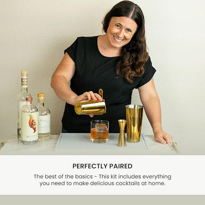 A Bar Above 4-Piece Cocktail Shaker Set, for Professional and Home Bar, Premium Bar Kit Gifts, Includes Strainer, Japanese Jigger, and Boston Shaker Set