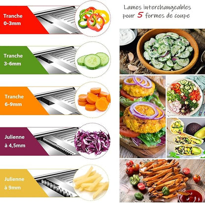 MASTERTOP Adjustable Mandoline Food Slicer,Vegetable Slicer Fruit Cutter,Stainless Steel Kitchen Mandolin,Julienne Slicers for Kitchen Onion Potato, Tomato, Carrot, Vegetable, and Fruit