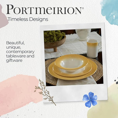 Portmeirion Potter's Mist Dinner Plate (Set of 4) - 8" Earthenware Plates with Classic Mist Rim - Microwave, Dishwasher, Freezer, Oven Safe - Ideal Modern Dinnerware Set (Yellow Mist)