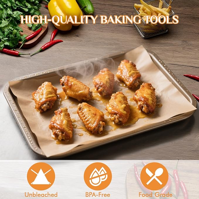 MUCHII 200 Pcs Parchment Paper Sheets, 12 x 16 Inch Precut Non-Stick Baking Parchment for Oven, Grilling, Steaming, Air Fryer, and Half Sheet Pans