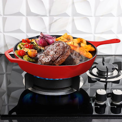 Utopia Kitchen Saute Frying Pan 6.5 Inch, Cast Iron Chefs Pan, Pre Seasoned Cast iron Skillet, Safe Grill Cookware for Indoor & Outdoor Use, Red