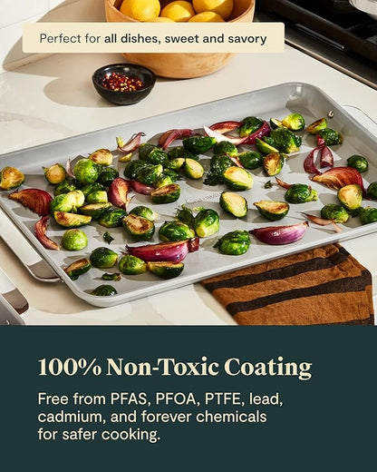 Caraway Non-Stick Ceramic Large Baking Sheet Sheet - Naturally Slick Ceramic Coating - Non-Toxic, PTFE & PFOA Free - Perfect for Baking, Roasting, and More - Large (18" x 13") - Gray