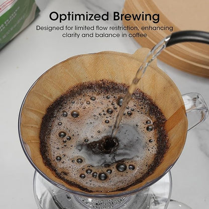V60 Coffee Filters 02, ONIOU Unbleached Size 02 Cone Coffee Filters, 100 Count Natural Brown Pour Over Paper Filters for Hario V60 & Others 1–4 Cup Coffee Dripper - Package May Vary