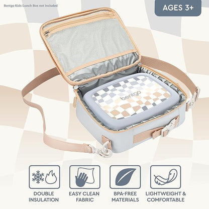 Bentgo Kids Lunch Bag (Whimsy & Wonder Collection) - Durable, Double-Insulated Lunch Bag for Kids 3+; Holds Lunch Box/Water Bottle/Snacks; Water-Resistant Fabric & Zip Pockets (Checker Gradient)