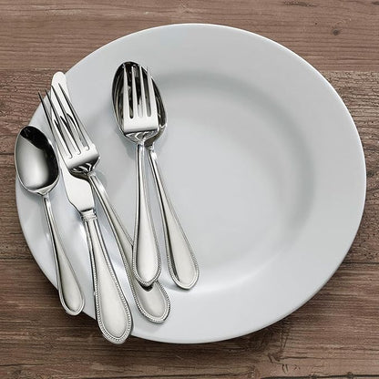 Mikasa 5187577 Daphney 65-Piece 18/10 Stainless Steel Flatware Set with Serveware, Service for 12