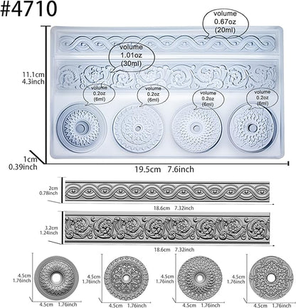 Art Mold for Polyclay Air Dry Clay Plaster, Trimmings and Medallion