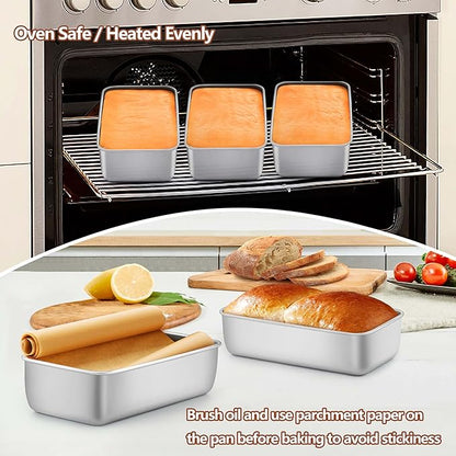 LIANYU 3 Pack Loaf Pans for Baking Bread, 9x5 Inch Bread Loaf Tin Pan, Stainless Steel Meatloaf Baking Bread Tin for Homemade Banana Bread, Dishwasher Safe