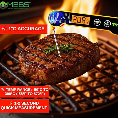 Instant Read Meat Thermometer for Cooking | Waterproof IP66 & Ultra Fast | Digital Food Thermometer for Grill, Kitchen, BBQ Smoker,(∘C/∘F Switchable)