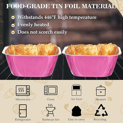 30PCS 7.8OZ Mini Aluminum Pans with Lids, Disposable, Magenta, Perfect for Birthday, Wedding Occasions