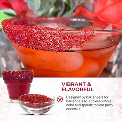 Snowy River Red, Cocktail & Margarita Sugar Rimmer - Vibrant Color Glass Rimming Sugar with Medium Crystal Texture - 80oz