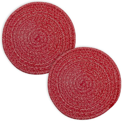 Trivets for Hot Dishes, Pots and Pans, 8 Inches Hot Pads 5 Pcs, Pot Holders for Kitchen, Heat Resistant Mat Protect Counter, Coasters Set Home Essentials Farmhouse Decor (Red)
