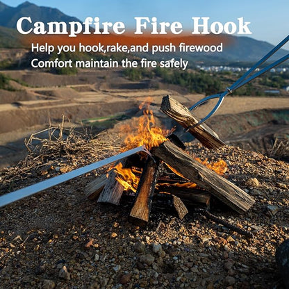36" Stainless Steel Fire Log Tongs Firewood Grabber and Fire Poker Set,Large Fire Pit Tool Outdoor/Indoor Bonfire Campfire Backyard Deck Camping Log Grabber Safely Moves Firewood