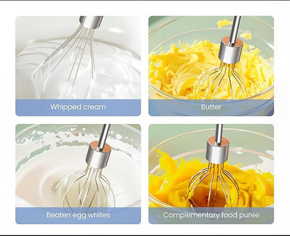 Electric Hand Mixer Whisk| Wireless Rechargeable Handheld Egg Beater with 2 Stainless Steel Mixing Heads | Portable Kitchen Aid Hand Mixer for Egg, Milkshake Cream, Cake, Baking & Cooking-Black