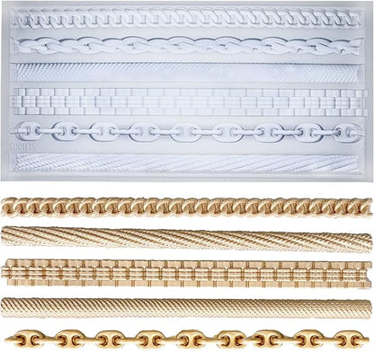 FUNSHOWCASE Chains Mold for Polyclay Air Dry Clay Plaster, 4719, 6 Trimmings #4719