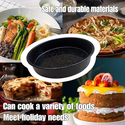 3-Pack Enamel Roasting Pan Set Round Deep Baking Pans Oven Trays10"/12"/14" Cake Pans High Performance Non-Toxic Pizza Pan Cookie Baking Sheets Oven Trays For Cooking Merry Christmas Gift for Mom