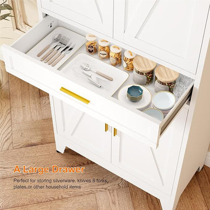 71" Tall Pantry Storage Cabinet with Drawer and Adjustable Shelves, Freestanding Tall Kitchen Cupboard Storage Cabinet for Kitchen,Dining Room, Living Room, White