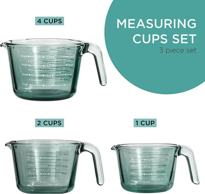 COOK WITH COLOR Glass Measuring Cups - Ideal for Cooking and Baking, Green